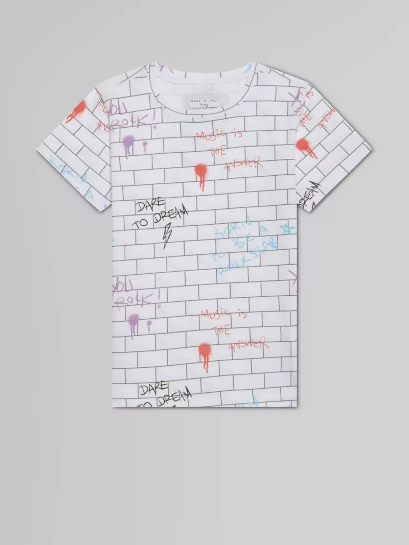 Eli The Wall Print Short Sleeve Tee in White - Childrens T Shirts Igm-1