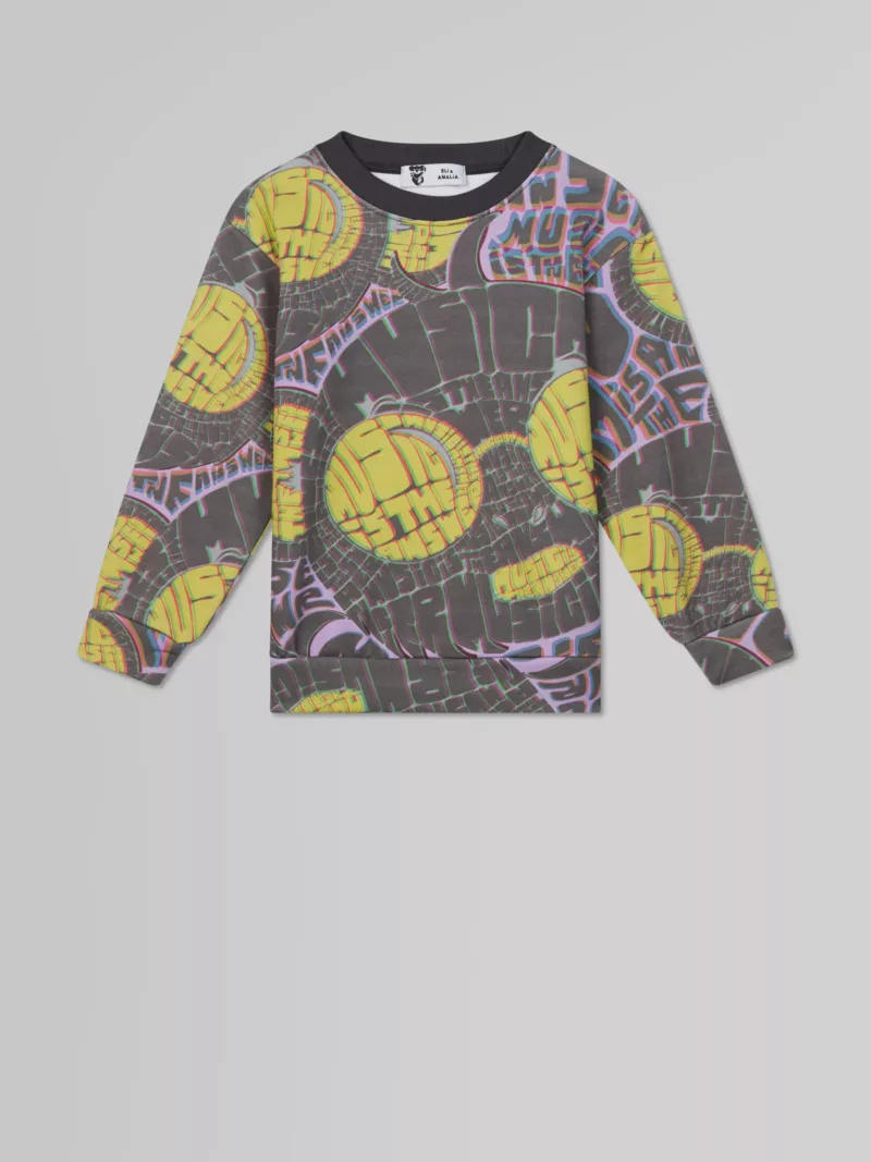 Nicky M.I.T.A. Print Track Top in Grey and Yellow - Childrens Sweatshirts Igm-1