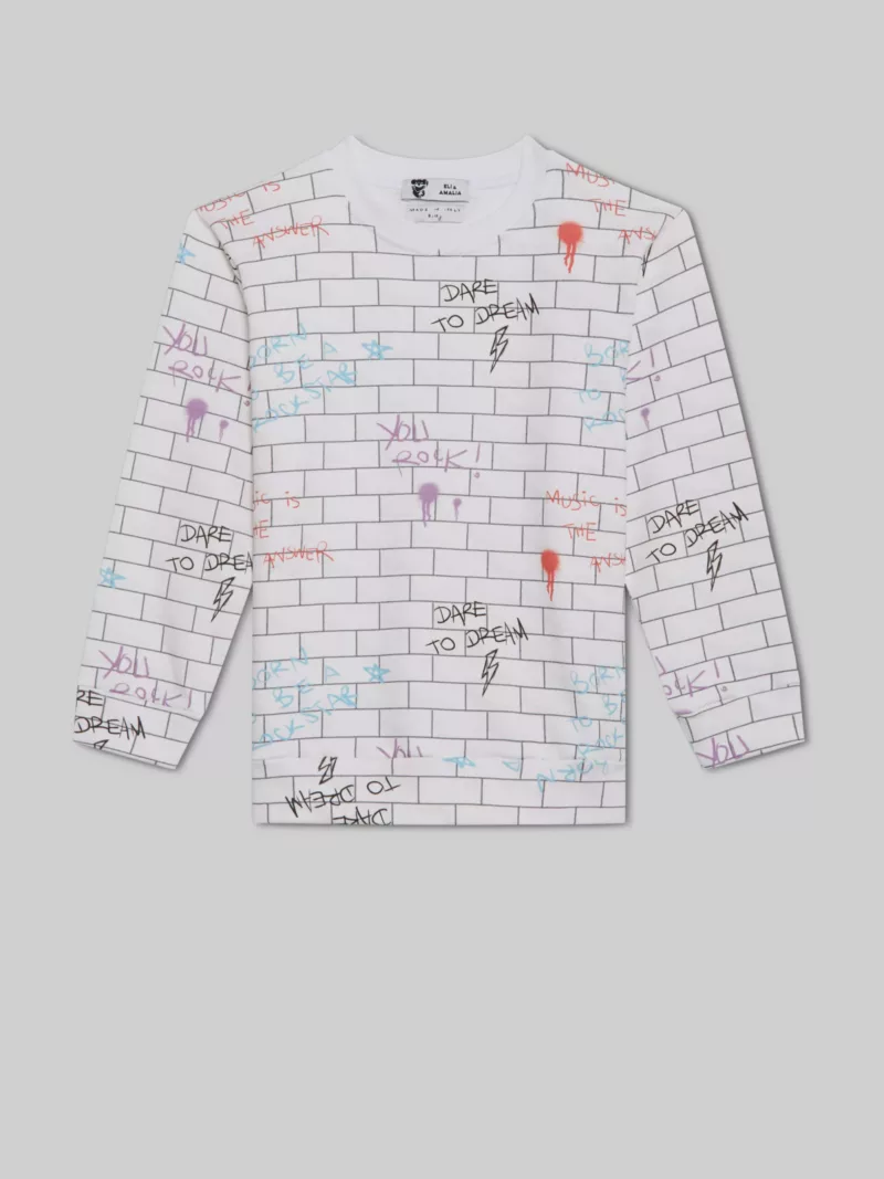 Nicky The Wall Print Track Top in White - Childrens Sweatshirts Igm-1