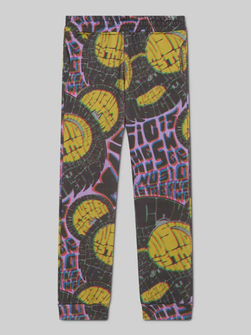 Nicky M.I.T.A. Print Track Bottom in Grey and Yellow - Childrens Joggers Igm-1
