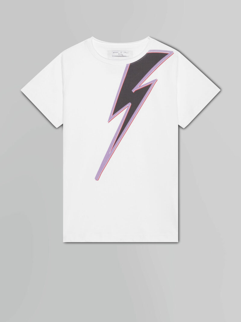 Eli Lightning Bolt Short Sleeve Tee in White - Childrens T Shirts Igm-1