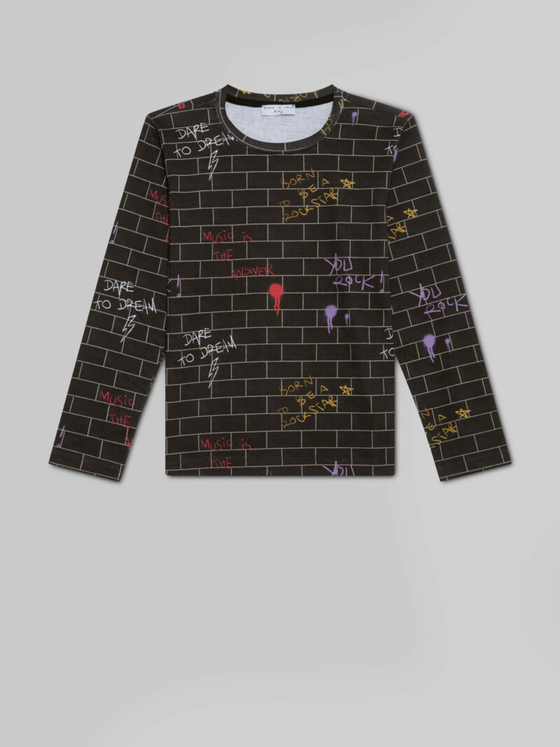 Eli The Wall Print Long Sleeve Tee in Black - Children'S Tops Igm-1