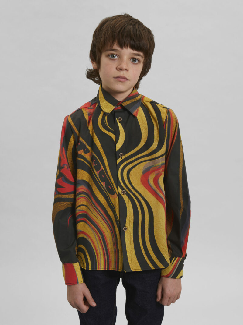 Eli Liquify Print Shirt in Gold and Red - Childrens Shirts Igm-3