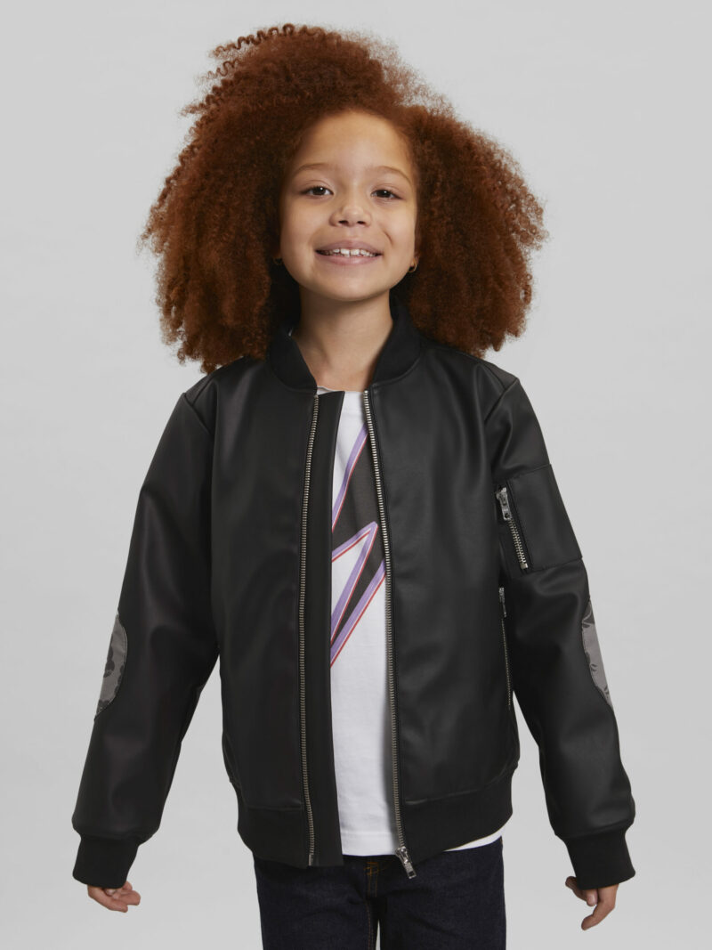 Eli Vegan Leather Bomber in Black - Children'S Bomber Jacket Igm-2