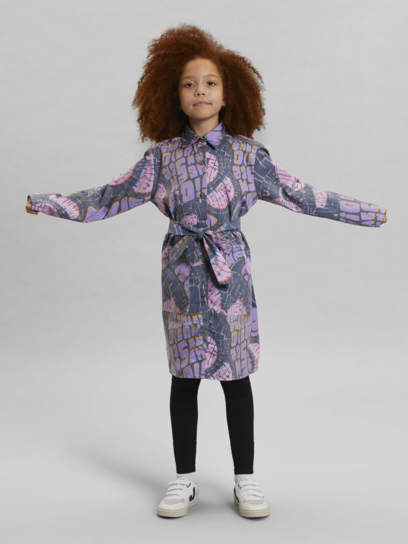 Edie M.I.T.A. Print Dress in Navy and Pink - Children'S Pink Dresses Igm-2
